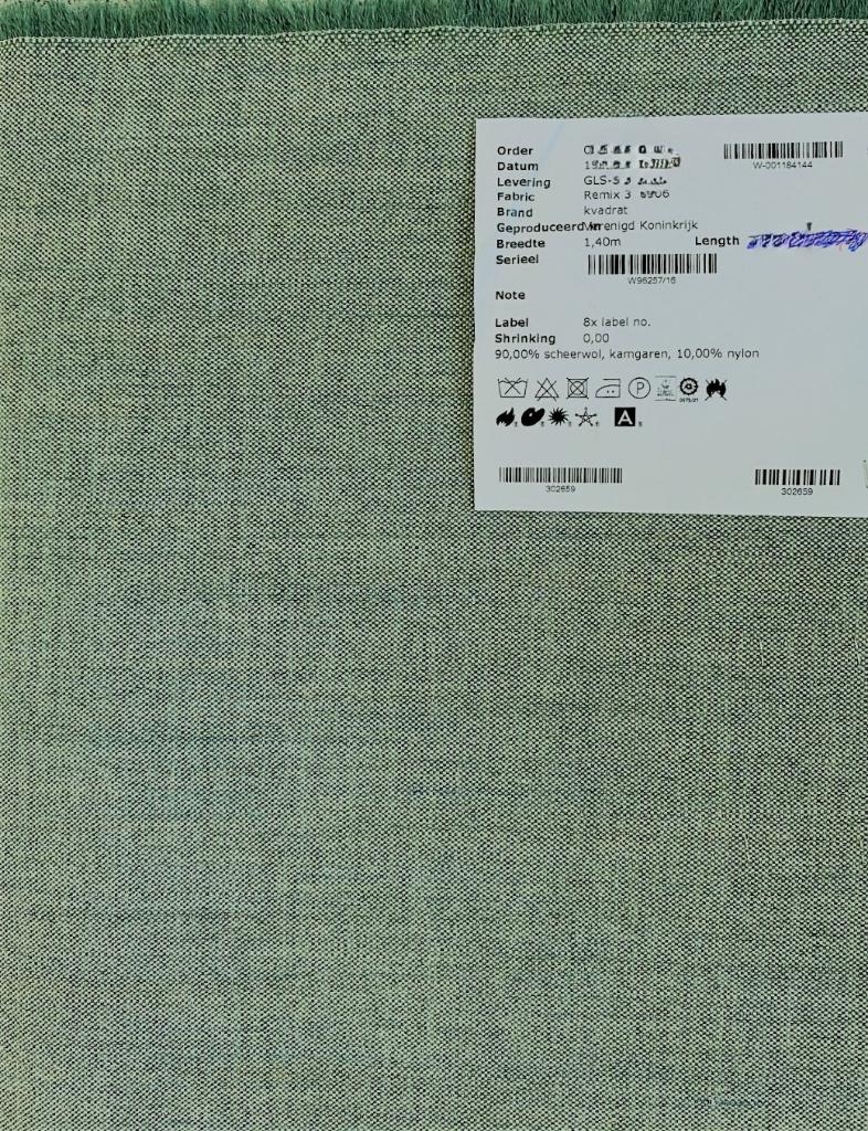 Kvadrat Remix 3 906; zacht groen; max. 10 meter meubelstof, Hobby en Vrije tijd, Stoffen en Lappen, Wol, 120 cm of meer, Ophalen of Verzenden
