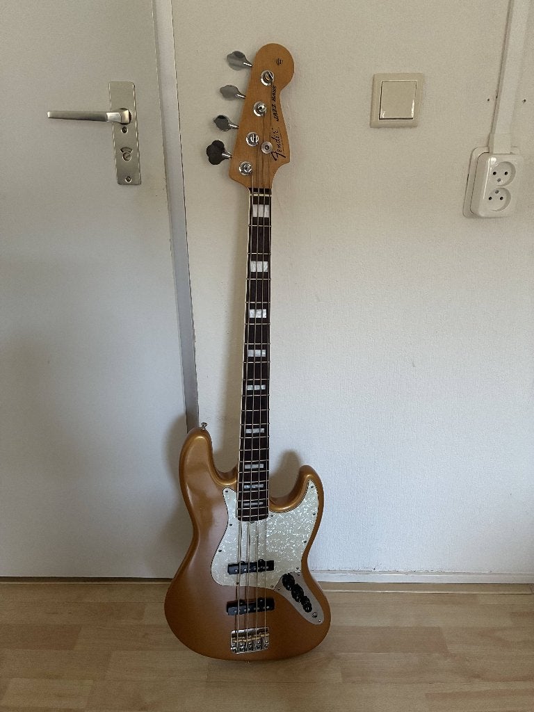 Allparts licensed by Fender Jazzbass Firemistr Gold, Ophalen, Gebruikt, Elektrisch