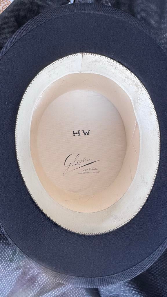 Zwarte hoge hoed van G. Lörken, Den Haag, Ophalen of Verzenden, Zo goed als nieuw, Hoed