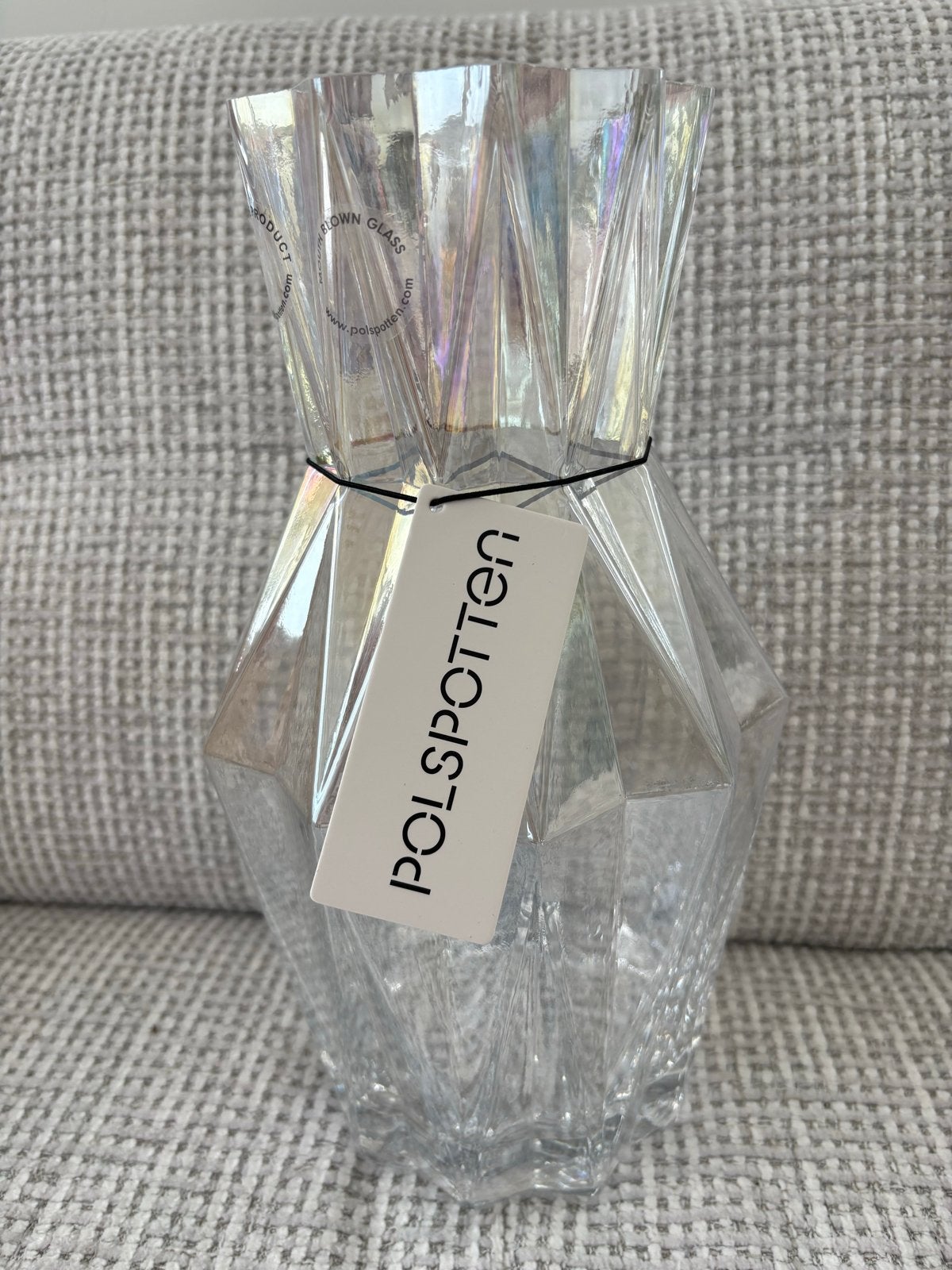 Pols Potten iriserende vaas, 32cm hoog, facet geslepen glas, Met patroon/structuur, Transparant, Nieuw, Ophalen of Verzenden