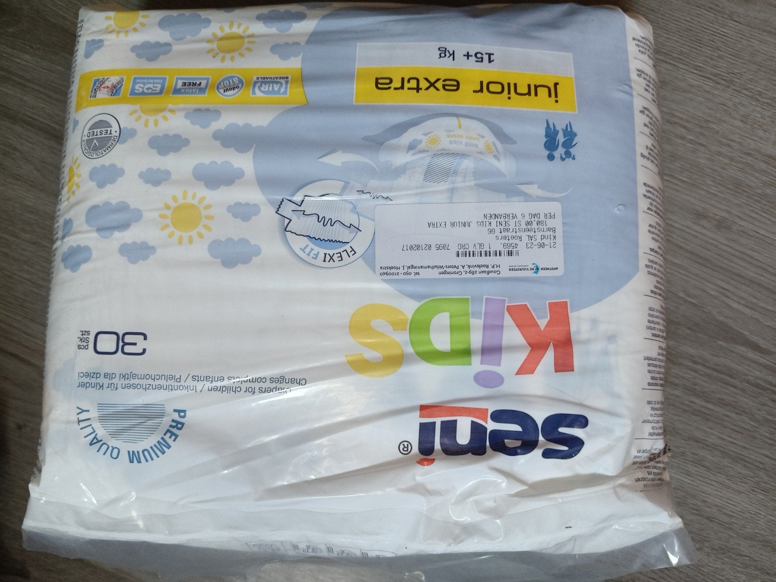 Seni Kids Junior Extra luiers (15+ kg, 30 stuks), Ophalen of Verzenden, Nieuw