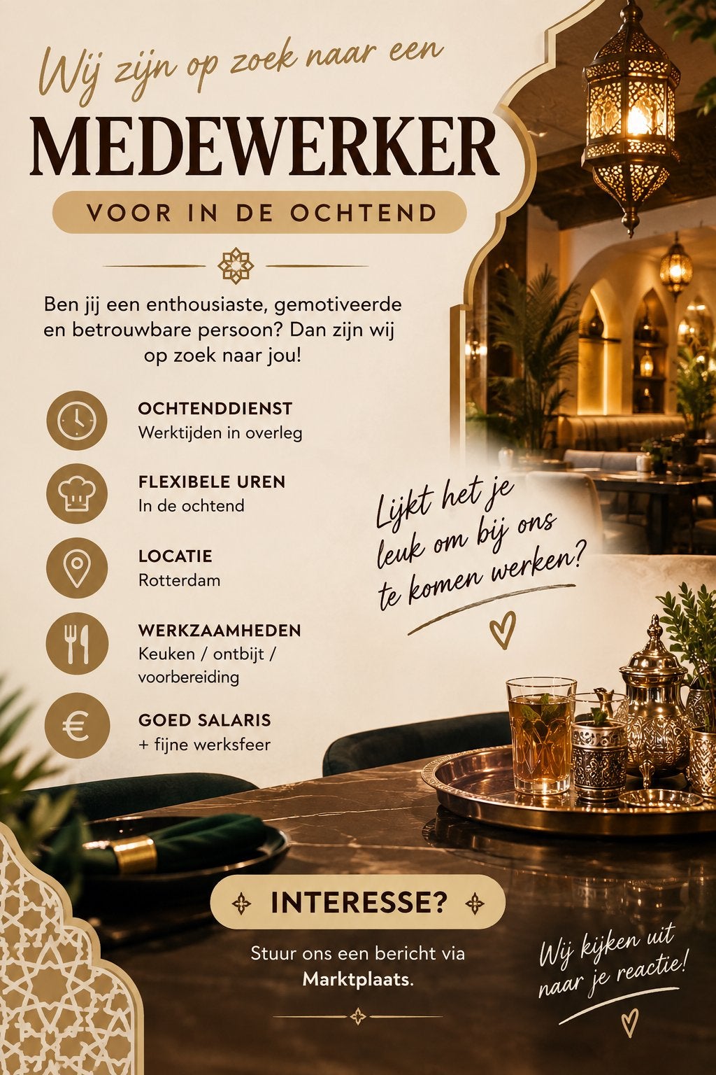 Medewerker gezocht ochtenddienst, Overige niveaus, Starter, Overige vormen