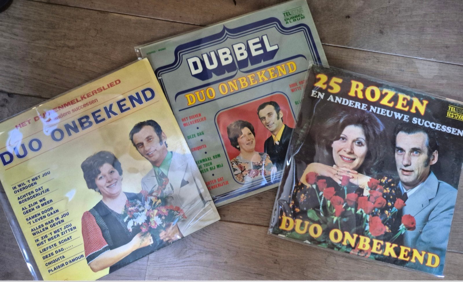 Duo Onbekend - 3 LPs - piraten toppers, Cd's en Dvd's, Vinyl | Nederlandstalig, Ophalen of Verzenden, Gebruikt, Overige formaten