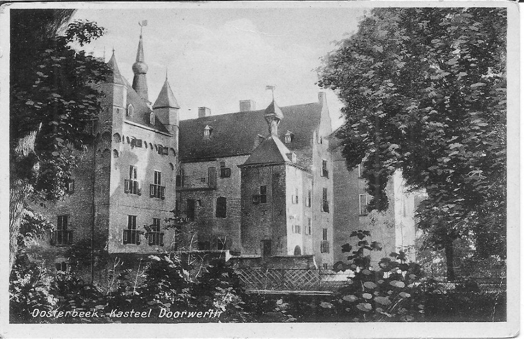 Oosterbeek Kasteel Doorwerth - Oude Ansichtkaart 1934, Ophalen of Verzenden, 1920 tot 1940, Gelopen, Gelderland