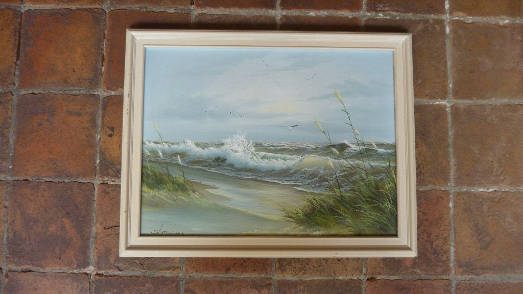 Schilderij Stevens - Zeegezicht vanuit de duinen, Antiek en Kunst, Ophalen, Landschap