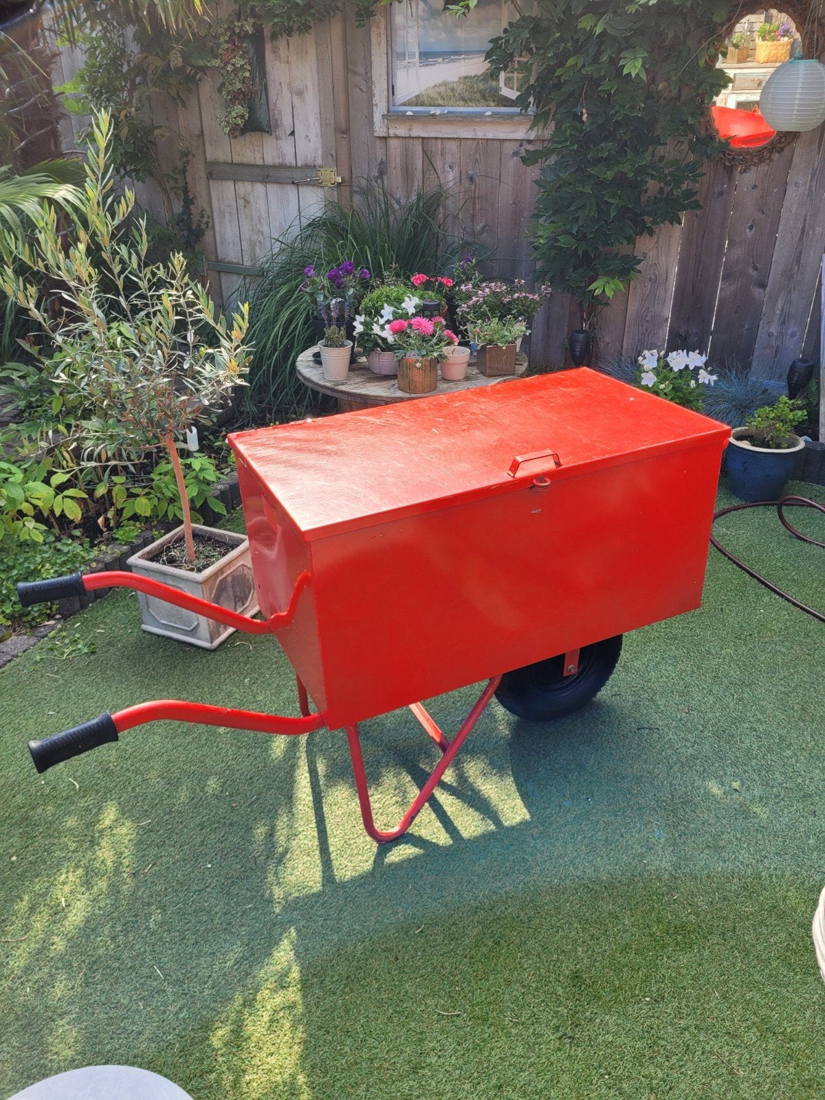 Robuuste Gereedschapskruiwagen met Opbergvakken, Tuin en Terras, Kruiwagens, Ophalen, Gebruikt, Handmatig, Eenwielig