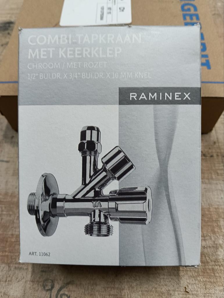 Combi-tapkraan met keerklep Chroom Raminex, Doe-het-zelf en Verbouw, Ophalen of Verzenden, Nieuw, Chroom, Douche