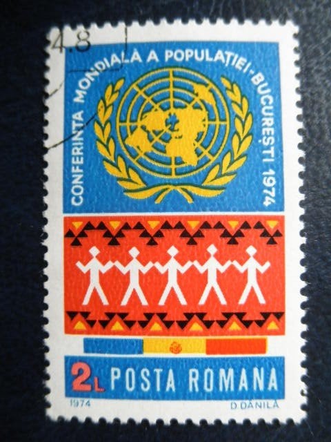 Postzegels Roemenië 1974 wereldbevolking - cat.w. € 0,50., Ophalen of Verzenden, Overige landen, Gestempeld