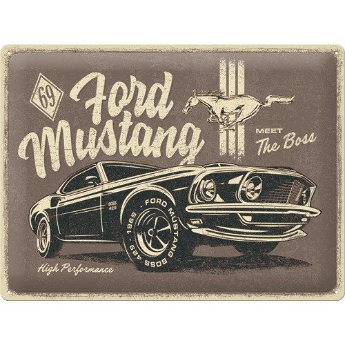 Ford Mustang The Boss relief reclamebord van metaal wandbord, Ophalen of Verzenden, Nieuw, Auto's