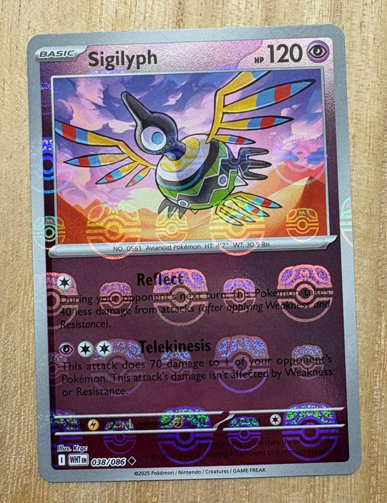 Sigilyph - 038/086 - Masterball - White Flare - Pokémon, Ophalen of Verzenden, Zo goed als nieuw