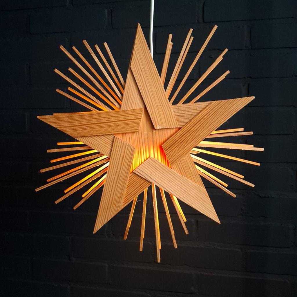 Vintage houten kerstster adventsster met verlichting, Ophalen of Verzenden, X, X, X