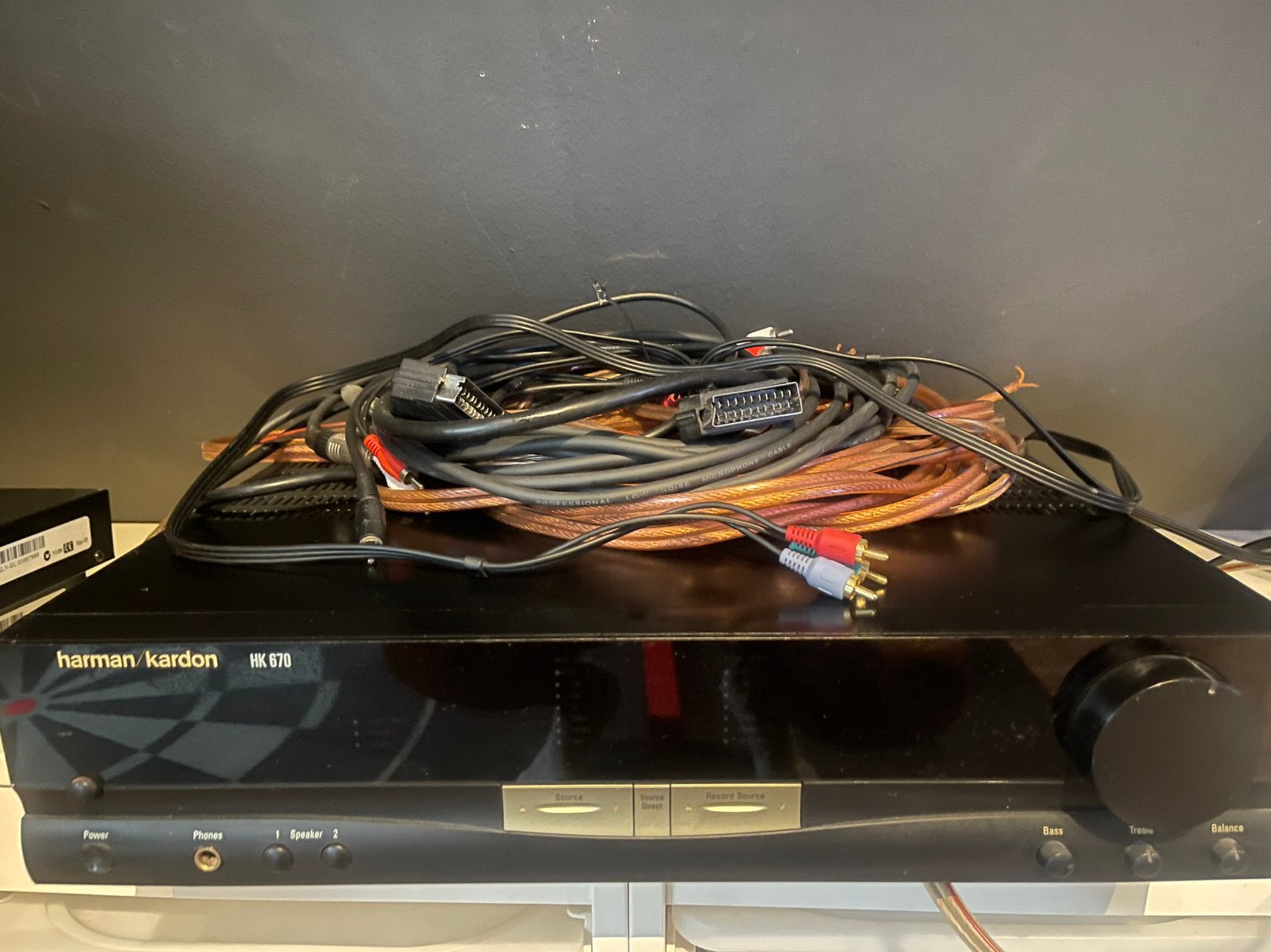 Harman Kardon versterker HK 670 + 4 luidsprekers, Blu-ray-speler, 70 watt of meer, Zo goed als nieuw, Ophalen