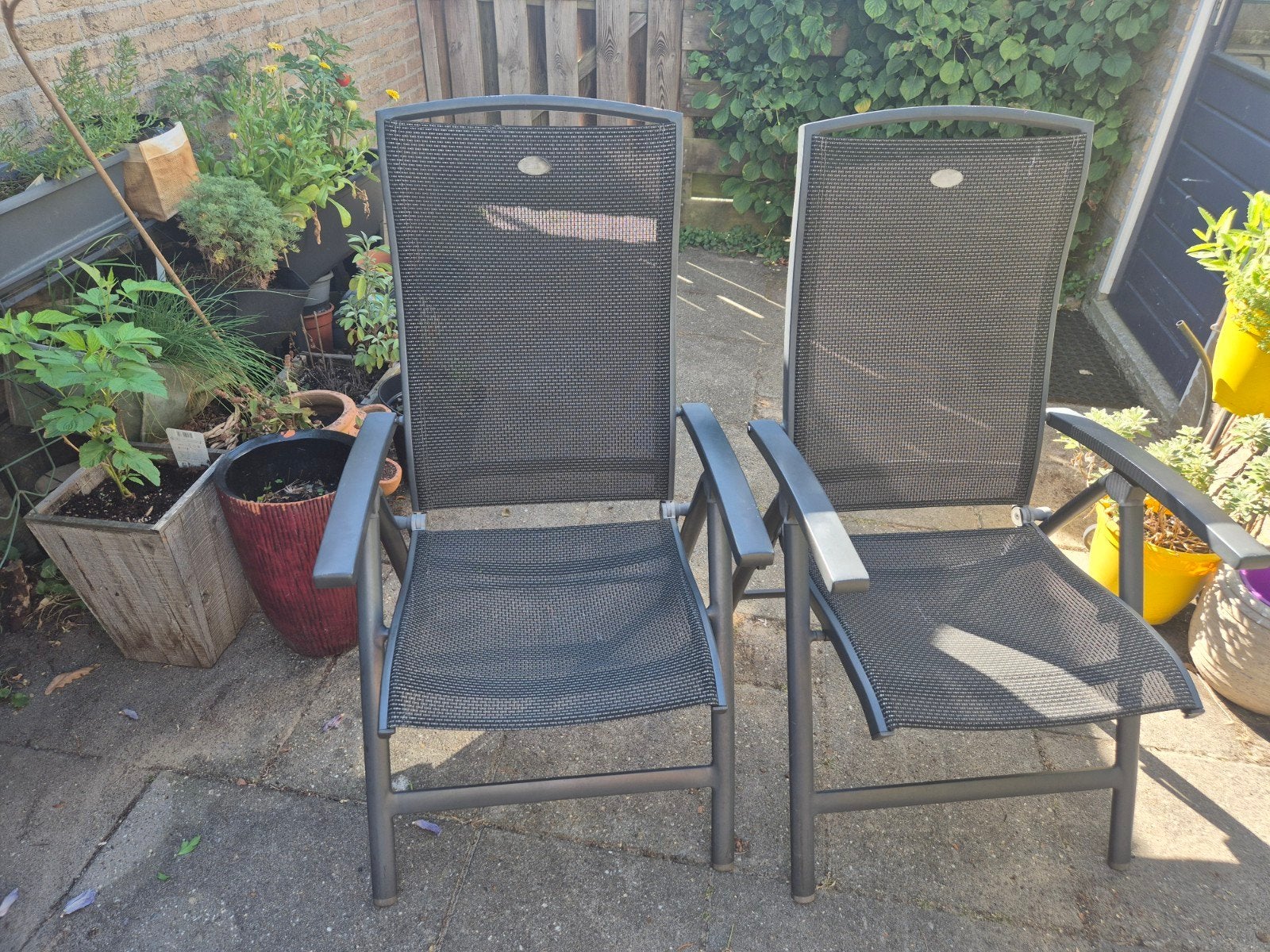 Twee tuinstoelen Hartman, Ophalen, Gebruikt, Kunststof, Verstelbaar