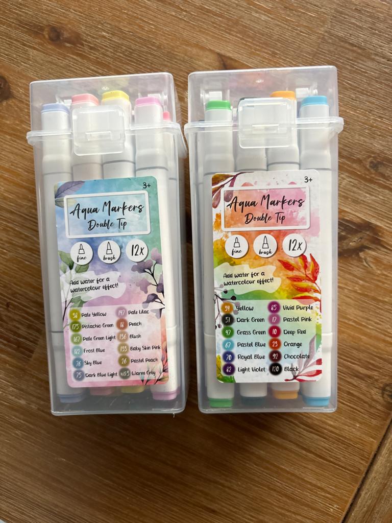Aqua Markers Double Tip - 2x12 Stuks, Ophalen of Verzenden, Zo goed als nieuw, Potlood of Stift