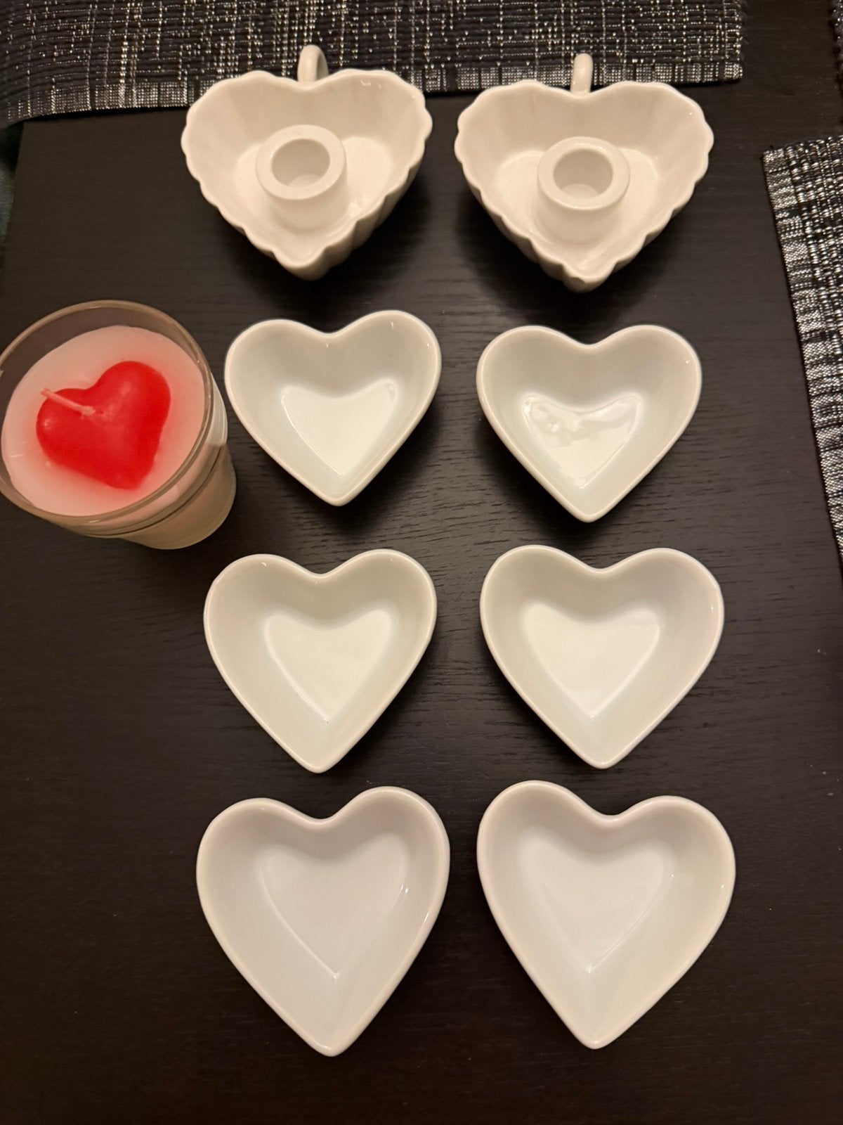 Hartjes schaaltjes/kandelaars/kaars, Ophalen, Glas, Overige stijlen, Schaal of Schalen