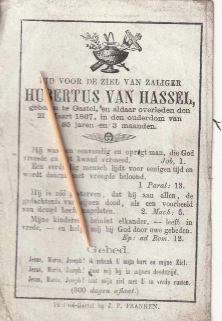 Bidprentje Gastel 1867, Verzenden
