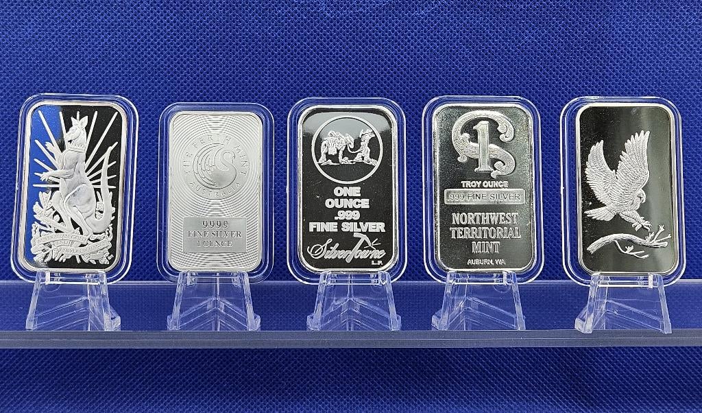 (A406 )  5 STUKS  DIVERSE BAARTJES  ONE OUNCE, Ophalen of Verzenden, Zilver