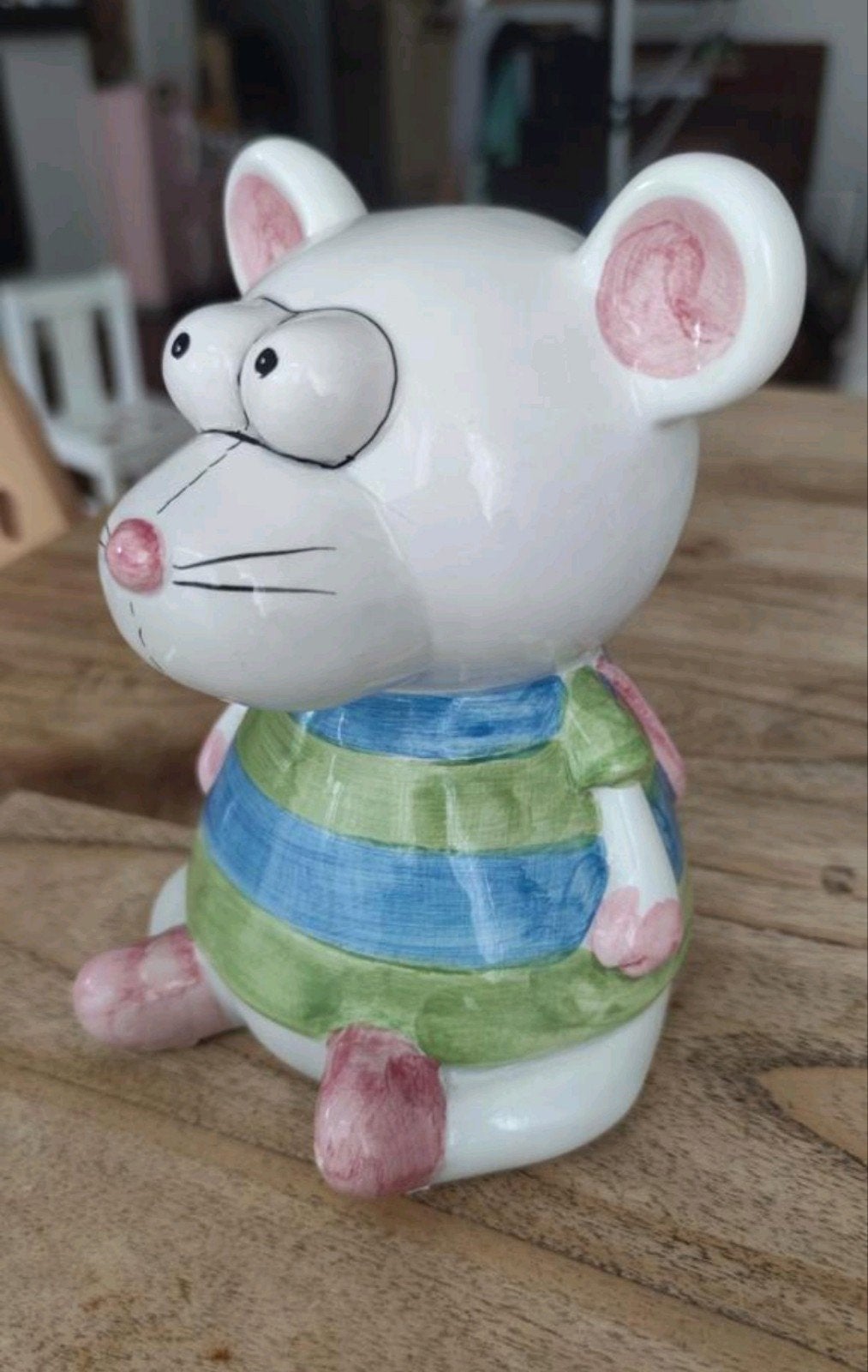 Ceramic spaarpot muis keramiek spaarpotje verzamelen figuur, Ophalen of Verzenden, Zo goed als nieuw, Steen, Aardewerk of Keramiek