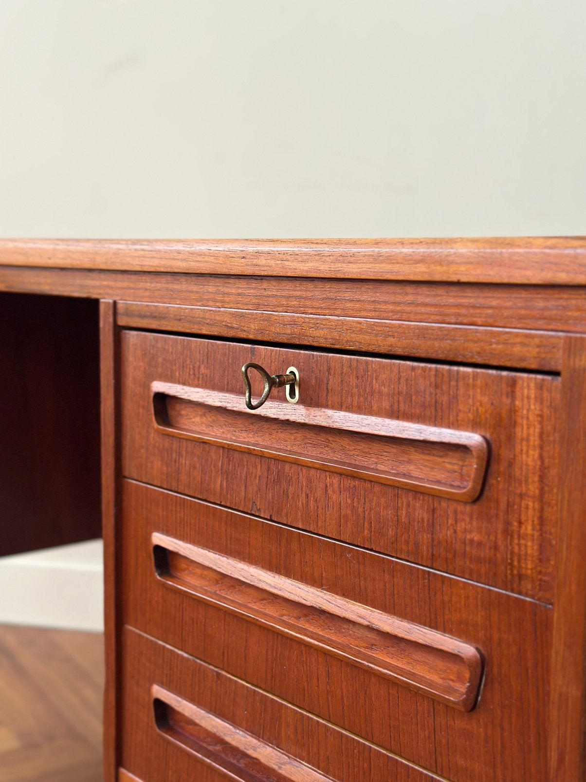 Vintage design bureau Deens teak hout jaren 50/60/70, Ophalen, Gebruikt, Hout, Bruin