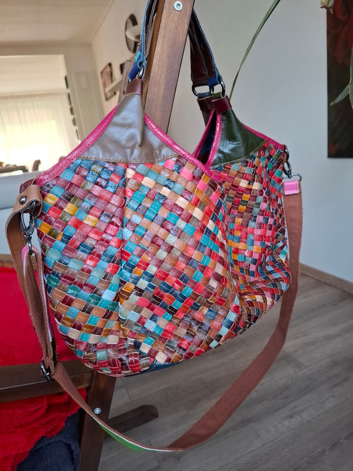 Mooie kleurrijke tas met rits en vakjes, Ophalen of Verzenden