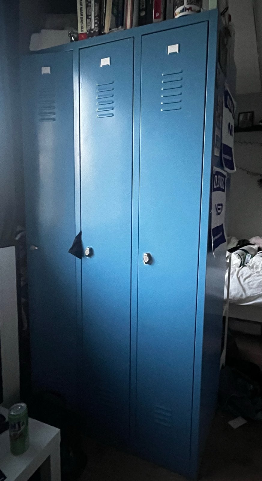 3 Blauwe Locker Kasten - Zelf Geverfd - 90x180x50 cm, Ophalen, Gebruikt