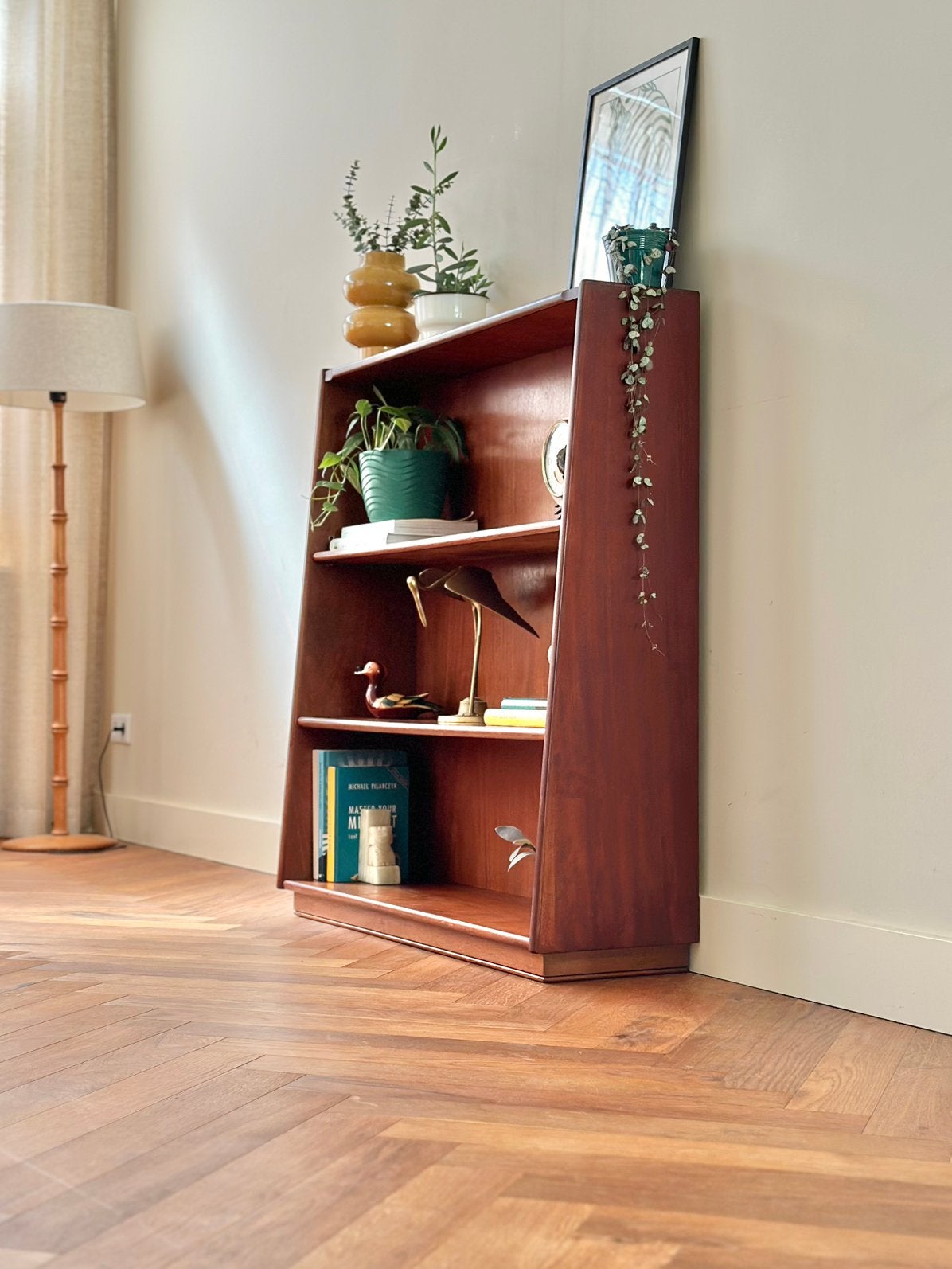 Vintage wandkast boekenkast teak hout jaren 50/60/70, Huis en Inrichting, Kasten | Wandmeubels, Ophalen, Met plank(en), Gebruikt