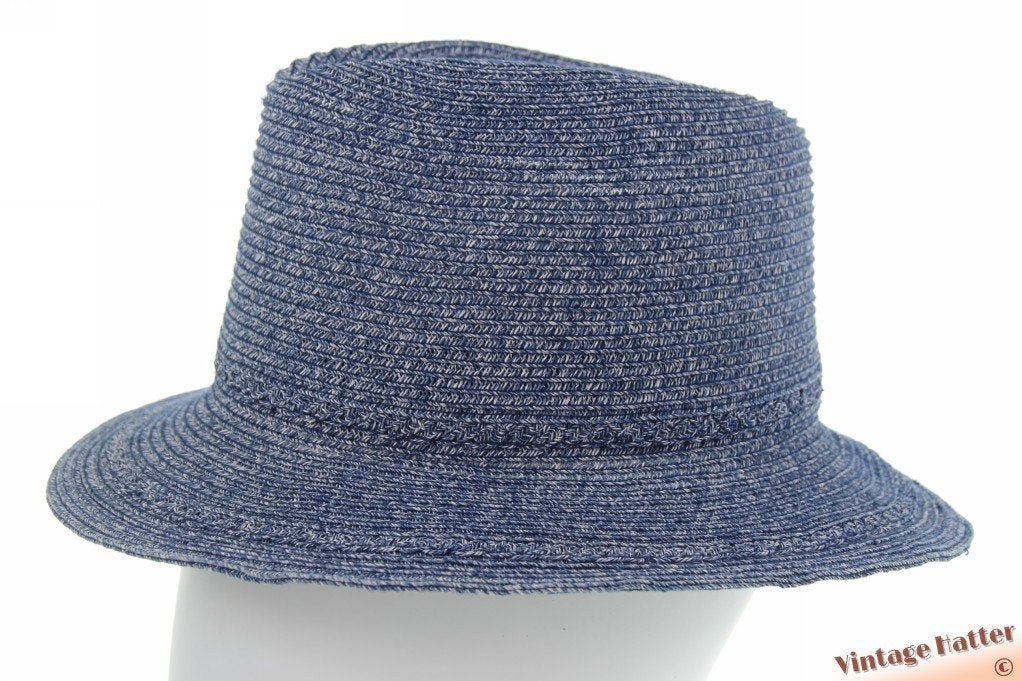 Dameshoed zomer trilby Seeberger inkt blauw papierstro 57, 56 of 57 cm (M, 7 of 7⅛ inch), Hoed, Nieuw, Ophalen of Verzenden
