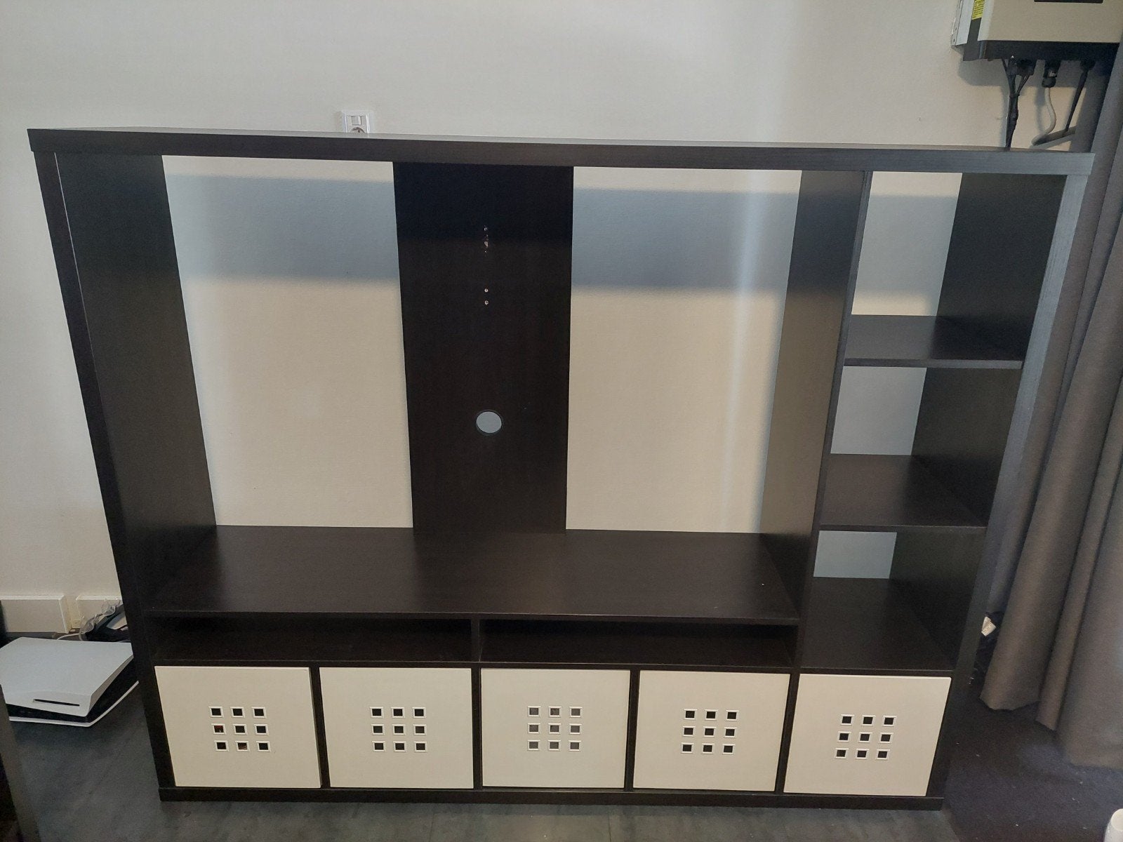 TV-meubel/wandkast met opbergvakken, Ophalen, Gebruikt, 150 tot 200 cm, Modern