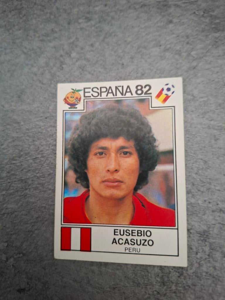 Panini sticker WK 82 Espana. Speler Eusebio Acasuzo Peru., Verzenden, Zo goed als nieuw, Sticker