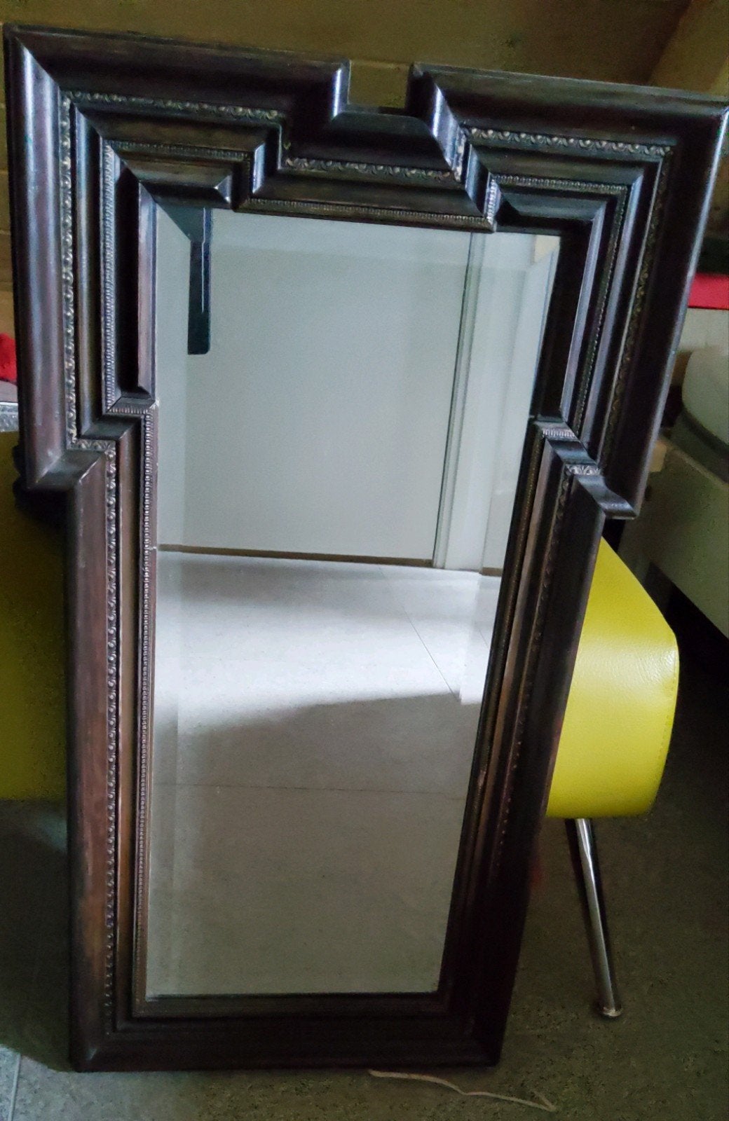 art deco spiegel, hout, geometrisch, goudkleurig gedecoreerd, Minder dan 50 cm, Gebruikt, Ophalen of Verzenden, Minder dan 100 cm