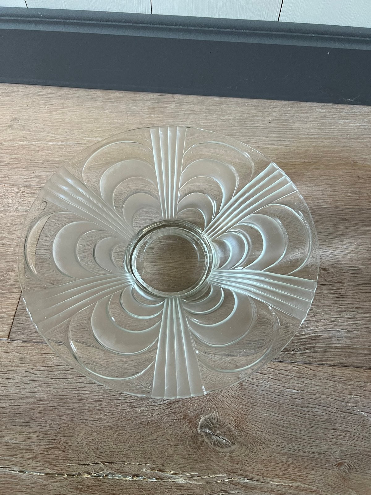 Vintage glazen schaal met art deco patroon, Antiek en Kunst, Ophalen of Verzenden