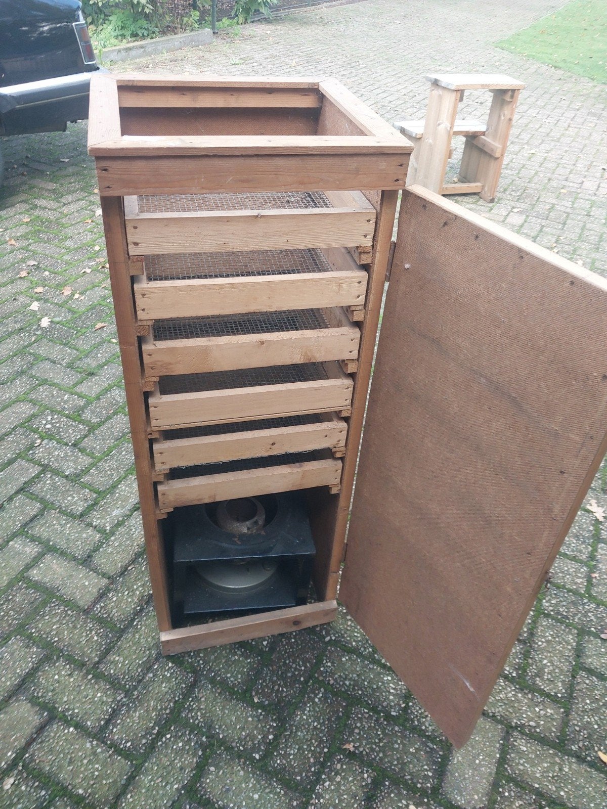 Houten droogkast met lades en kachel, Ophalen of Verzenden