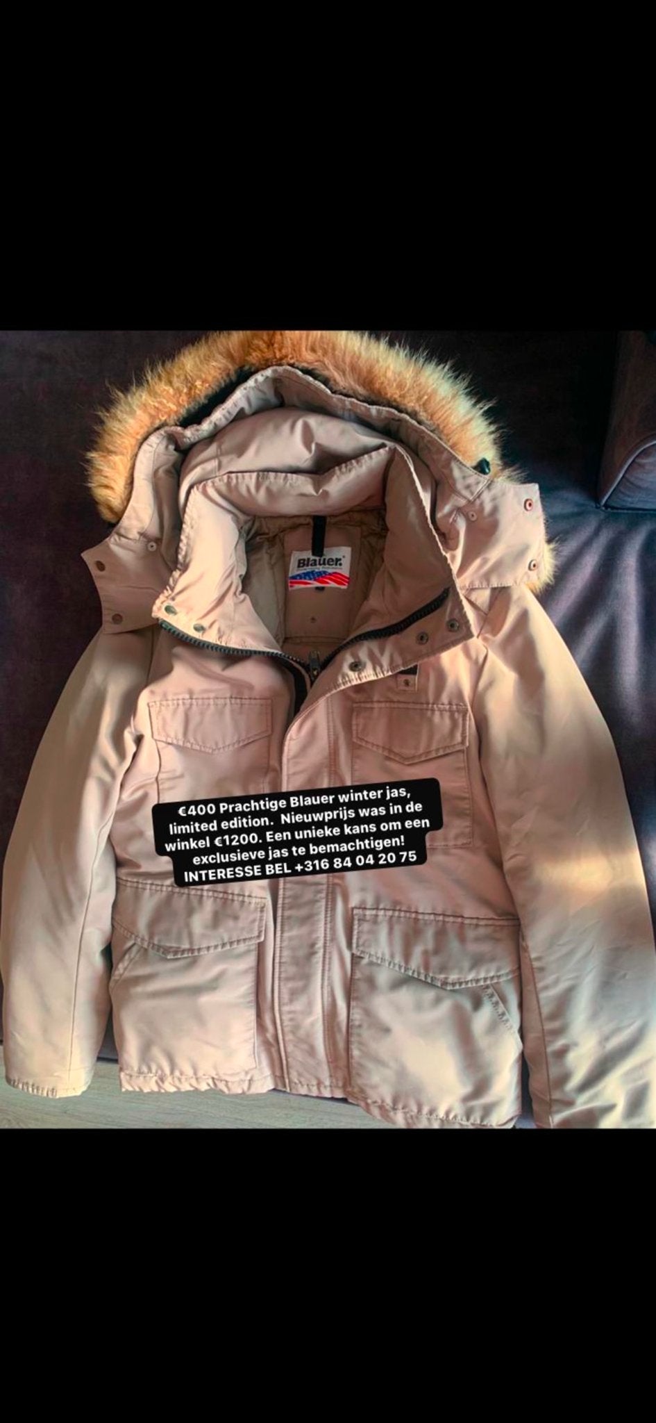 Blauer winterjas, limited edition, Ophalen, Zo goed als nieuw, Beige