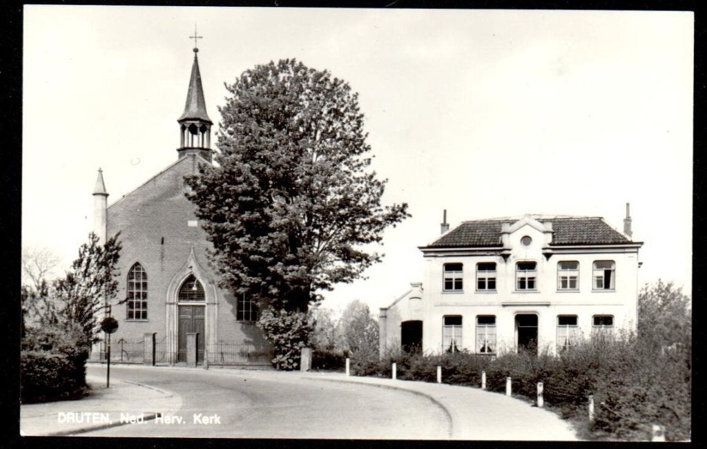 Oude Ansicht - Druten Ned. Herv. Kerk - Gld., Ophalen of Verzenden, 1940 tot 1960, Ongelopen, Gelderland
