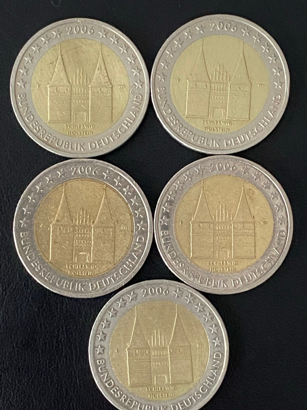 5x 2 Euro munten 2006 Duitsland Schleswig-Holstein F, J, G, Postzegels en Munten, Ophalen of Verzenden, Duitsland, 2 euro, Setje