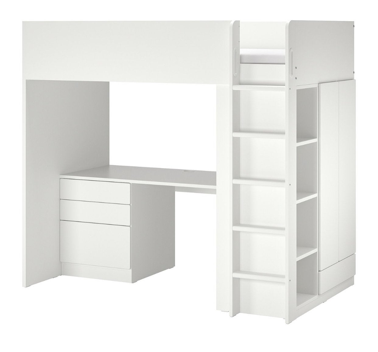 Donkergrijs hoogslaper met bureau en kast, Ophalen, Gebruikt, Eenpersoons, 200 cm