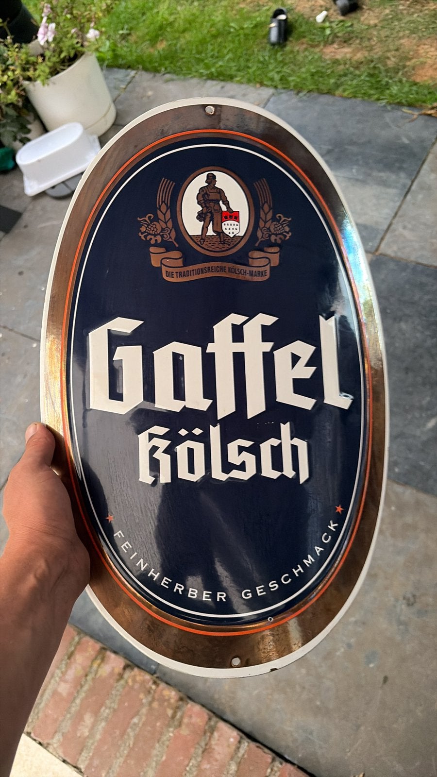Bier emaille reclamebord mancave, Ophalen of Verzenden, Zo goed als nieuw, Reclamebord, Plaat of Schild, Overige merken