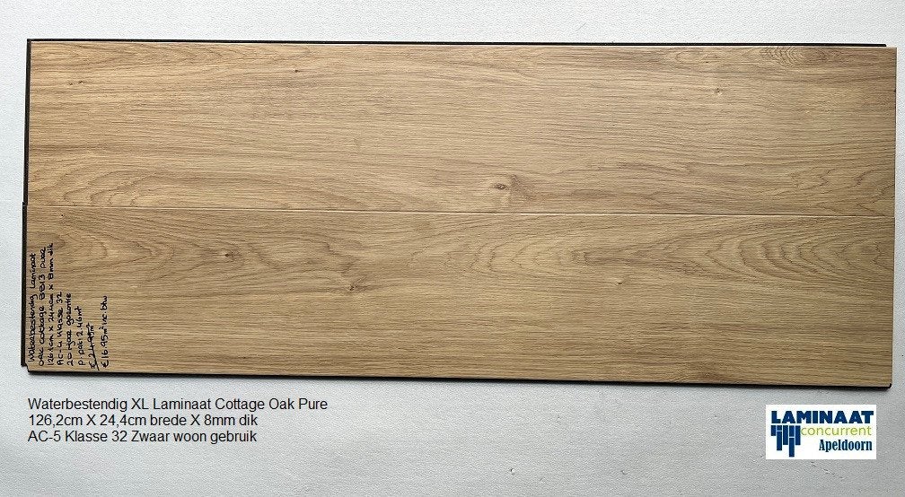 Waterbestendig XL Laminaat Oak Cottage Pure 24cm brede AC-5, 75 m² of meer, Nieuw, Ophalen of Verzenden, Laminat vloer extra breed AC-5 klasse 33