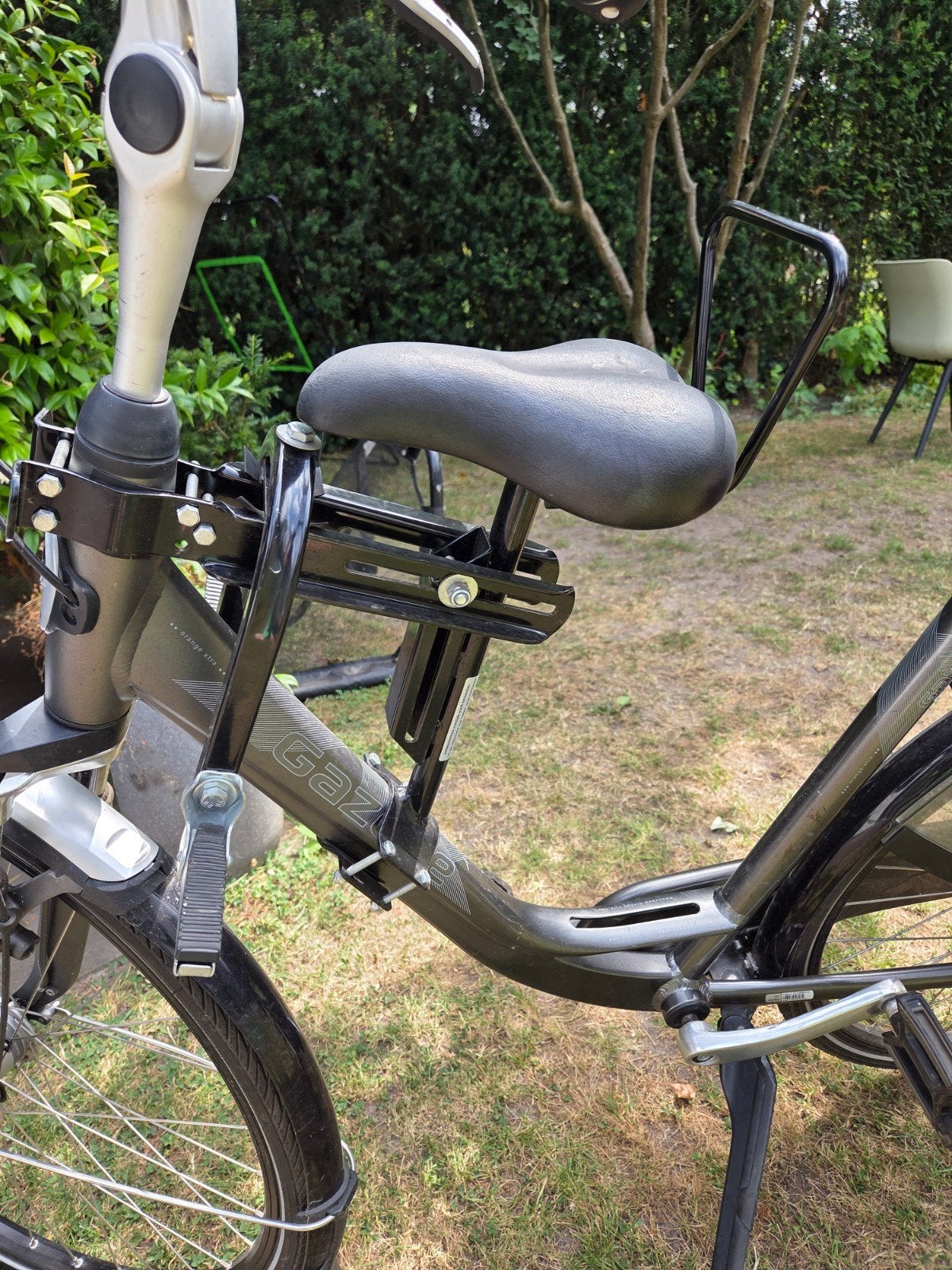 Zadel op stang voor damesfiets met enkele aluminium stang, Fietsen en Brommers, Voetsteuntjes, 22 t/m 36 kg, Onbekend, Voorzitje