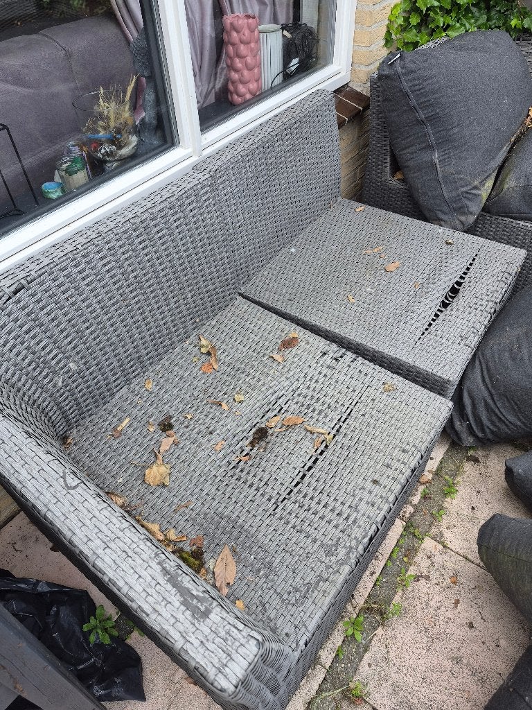 Loungeset/ hoekbank gratis!, Ophalen, 5 zitplaatsen, Kunststof, Gebruikt