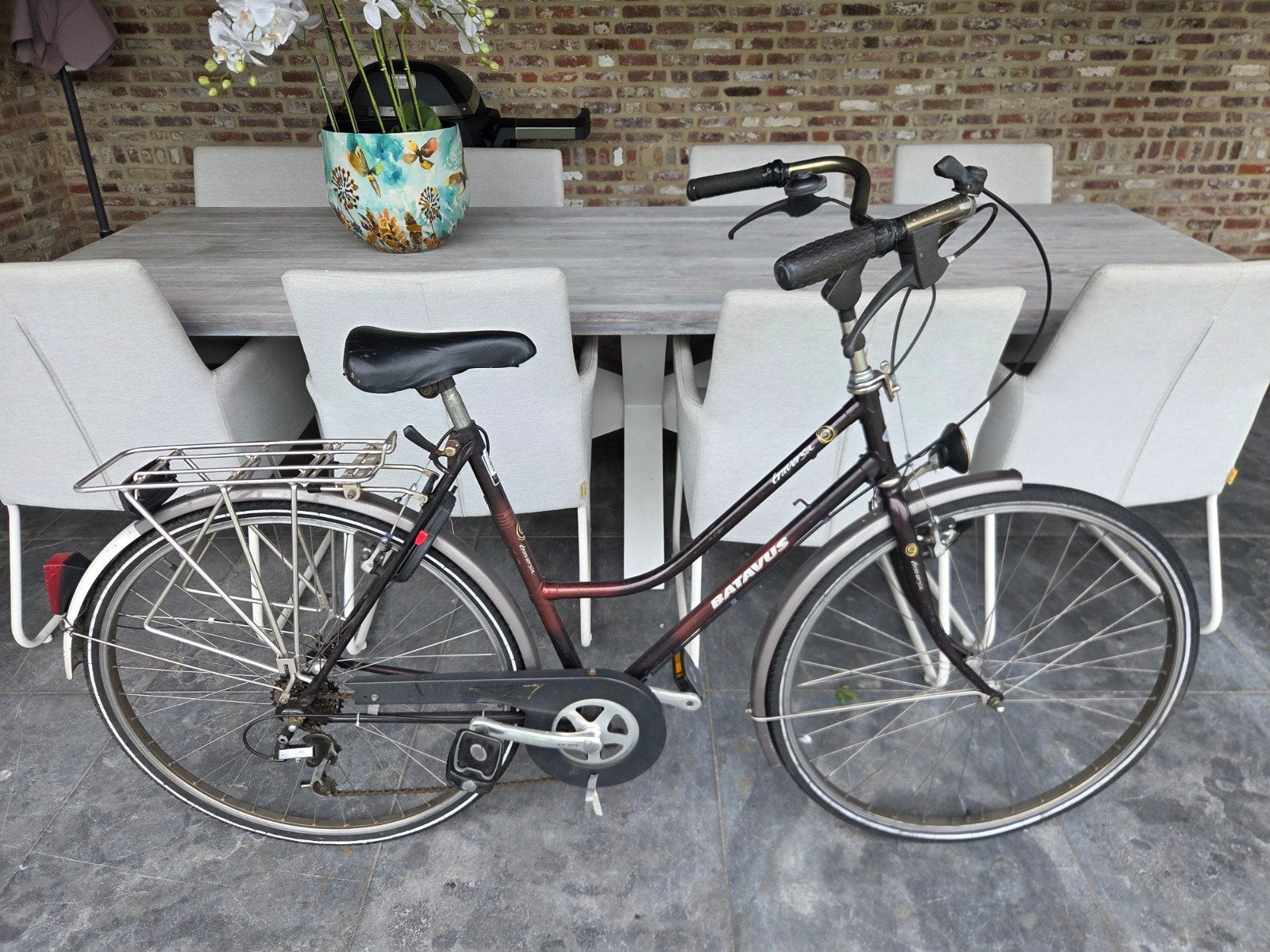 Damesfiets Batavus 28 inch 7 versnellingen, Ophalen, Gebruikt, Velgrem, Versnellingen