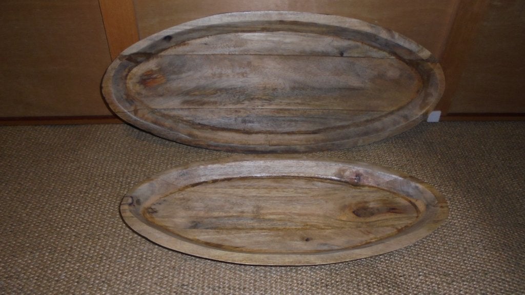 nieuw. 2 ovalen houten schalen 54x23 & 44x19cm, Huis en Inrichting, Schaal, Nieuw, Ophalen of Verzenden, Rechthoekig