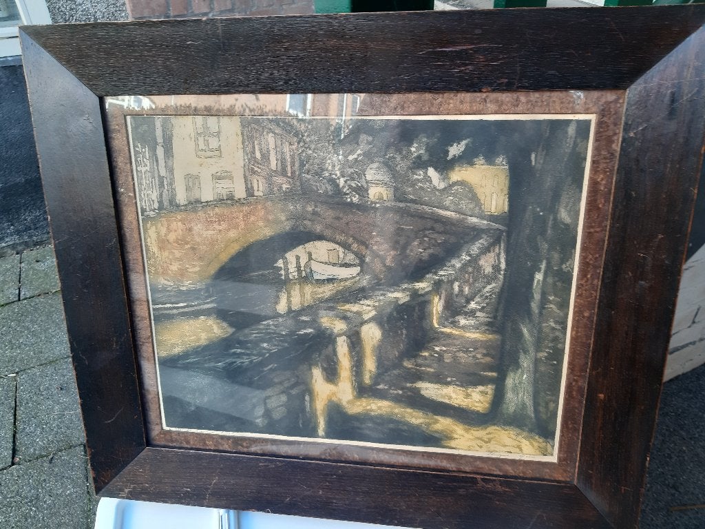 Peerdenbrug over de Groenerei,  kleurenets in Brugge, Antiek en Kunst, Ophalen