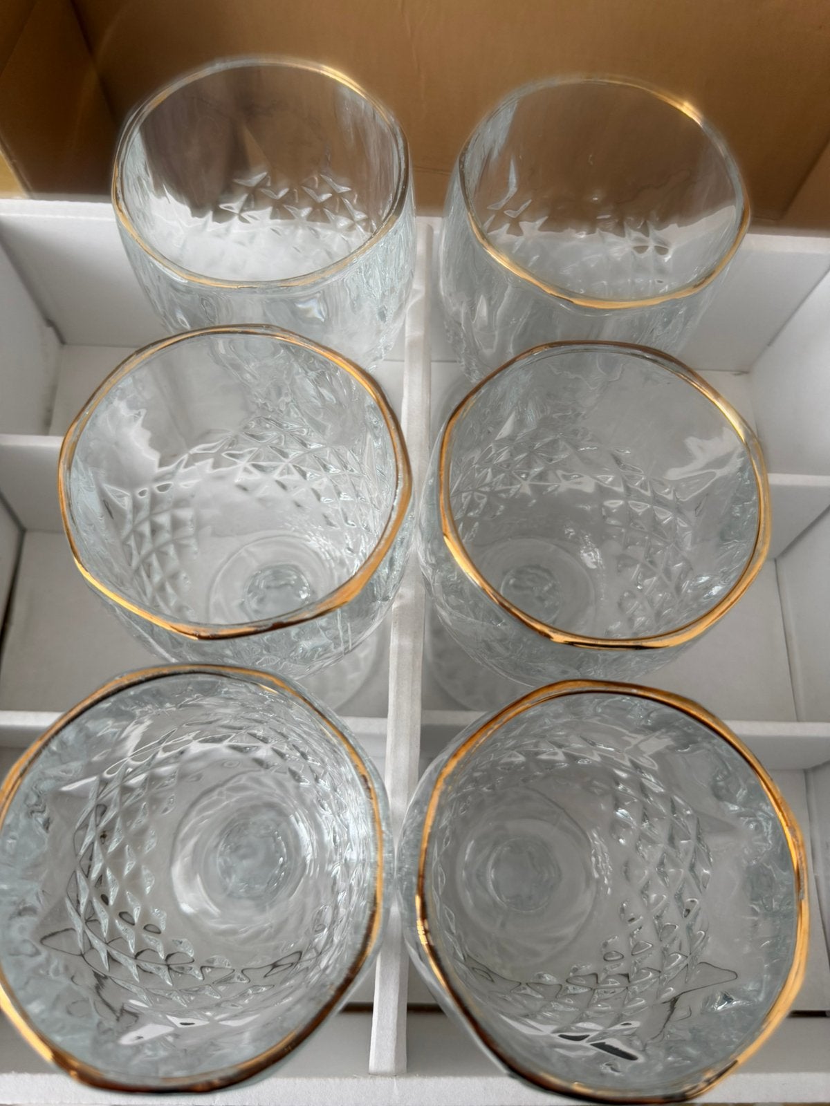12 stuks kristallen cocktail glazen met gouden rand, Ophalen of Verzenden, Zo goed als nieuw