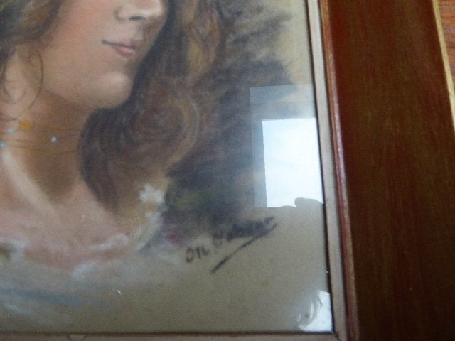 Mooie pasteltekening in houten lijst, Ophalen of Verzenden