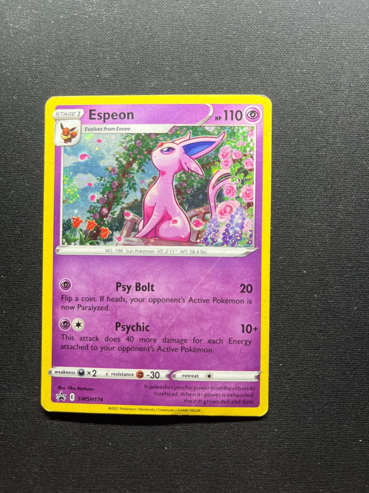Espeon SWSH174 Pokémon Kaart - Zo goed als nieuw, Ophalen of Verzenden, Zo goed als nieuw, Losse kaart