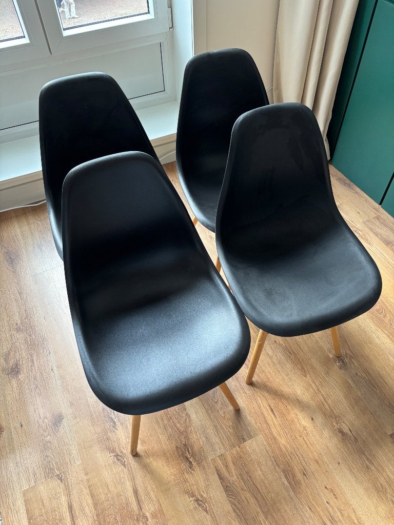 Vier eetkamerstoelen | zwarte kuip, Huis en Inrichting, Ophalen, Gebruikt, Zwart, Vier
