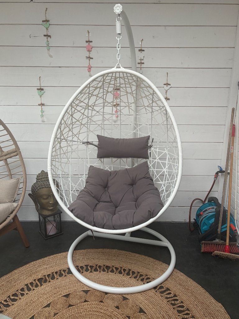 Hangstoel swing met standaard - wit - ø104x200 cm, Ophalen, Zo goed als nieuw, Metaal
