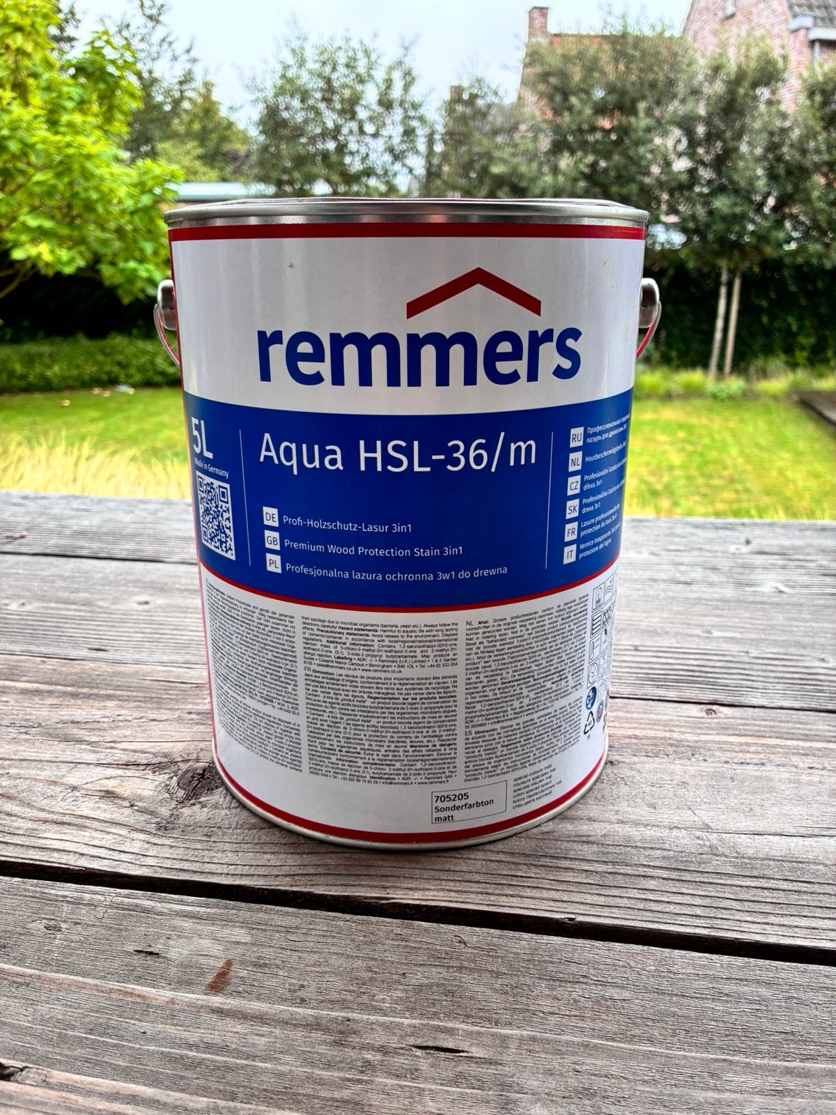 Remmers - AQUA HSL - 36/m blik 5L / Kleur: Thermisch Ayous., Ophalen, Gebruikt, Overige kleuren, Beits