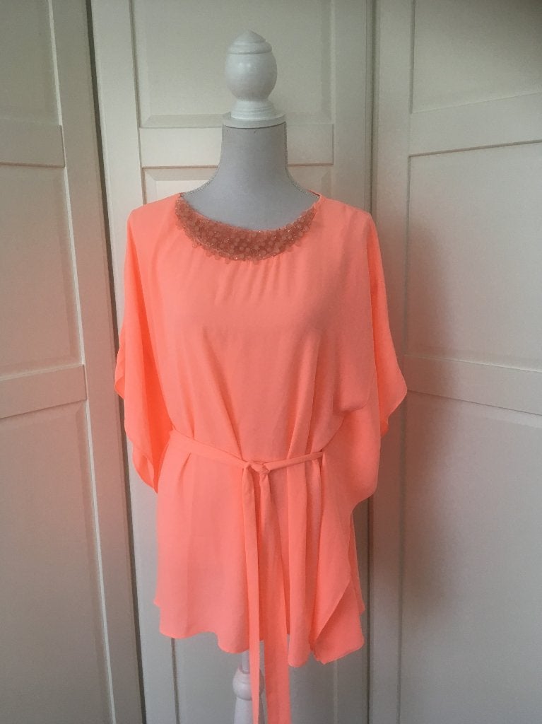 Wallis zgan licht oranje kaftan tuniek 40/42 M (valt als XL), Maat 38/40 (M), Wallis, Oranje, Ophalen of Verzenden